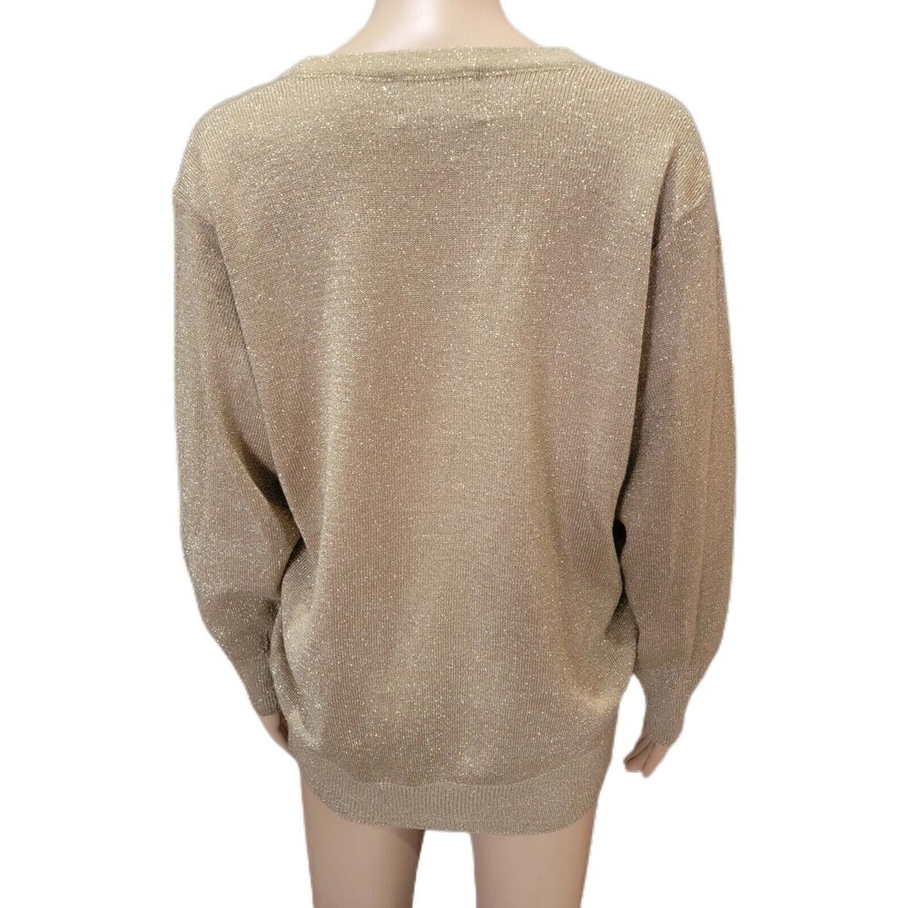 Rochelle California Vintage Knit Button Up Cardigan Shimmer Gold Small - Picture 4 of 5